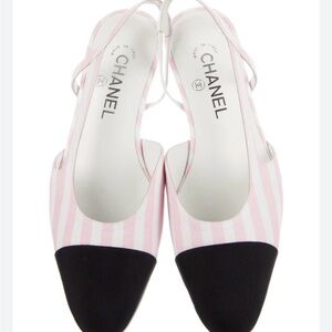 CHANEL Striped Flats